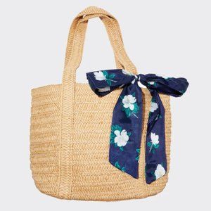 NWT Draper James Everyday Straw Bag w/Floral Scarf